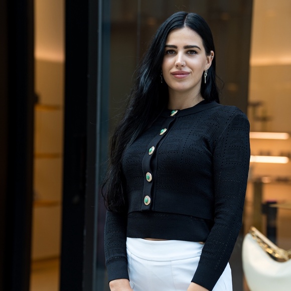 NEW! Monogram Knit Cropped Cardigan - Black - Picture 10 of 11